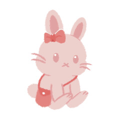 Obraz premium Cute Pink Bunny With Bag Illustration 