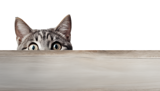 Curious Tabby Cat Peeking Over Surface:  Perfect for Pet, Animal, and Website Designs transparent background png