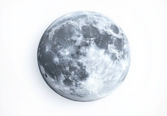 Obraz premium Detailed close-up of the full moon showing surface craters and lunar mare with a glowing white background, evoking a sense of calm and wonder