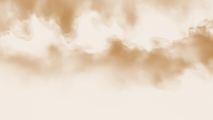 Brown dust sand soil smoke cloud particles isolated on a transparent background. Sandstorm effect, smog, dust explosion rising, Smoke fog overlay effect. Blurred soil dust.