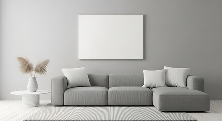 Modern Gray Living Room Interior Design.