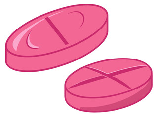 Realistic 3d oval pink tablets illustration vector scalable icon