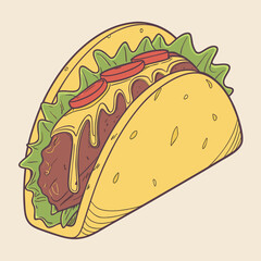 3d vector illustration of a delicious taco filled with beef cheese and lettuce