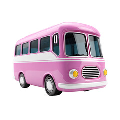 Pink vintage bus, cartoon style, 3D model