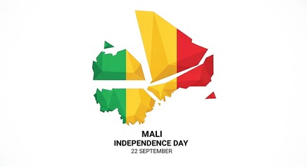 Geometric Mali Independence Day Illustration: Flag Map Design on White