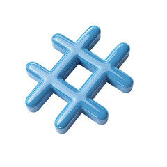 Fototapeta premium Light-blue, glossy hashtag symbol