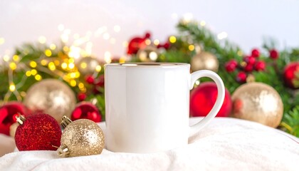 Festive mug on holiday decor