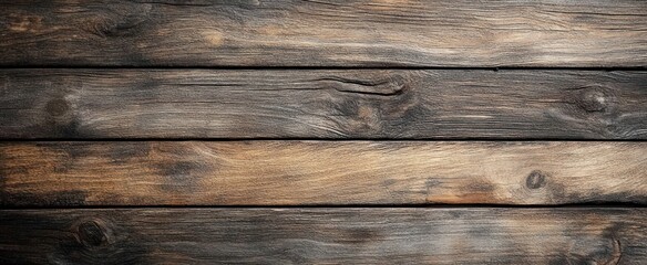 Naklejka premium Horizontal wooden planks with natural wood grain and knots in various shades of brown and gray