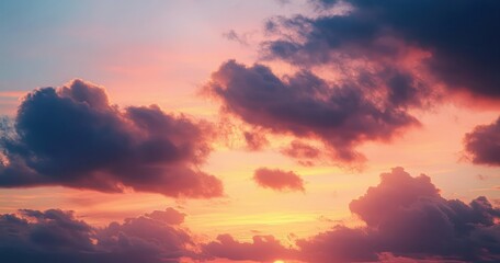 Fototapeta premium Colorful sky at sunset with dramatic clouds creating a peaceful and serene atmosphere