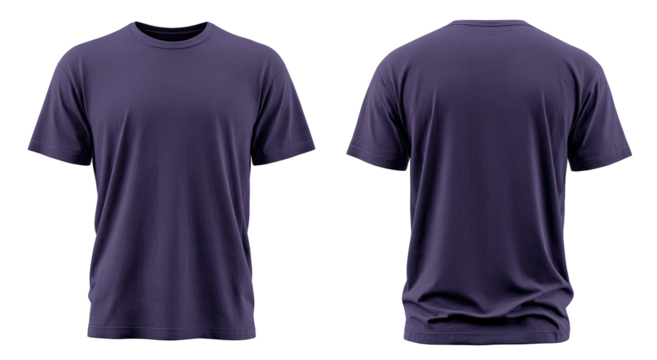 Dark purple, unisex t-shirt, front and back view