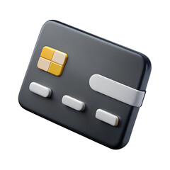 3D black Credit Card Payment Icon Isolated on White Background in plastic cartoon style