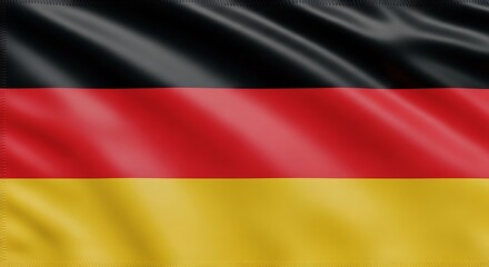 Obraz premium Waving German Flag: Black, Red, Gold, Textured Fabric, National Symbol.