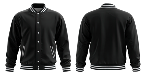 Black varsity jacket, front and back views (5)
