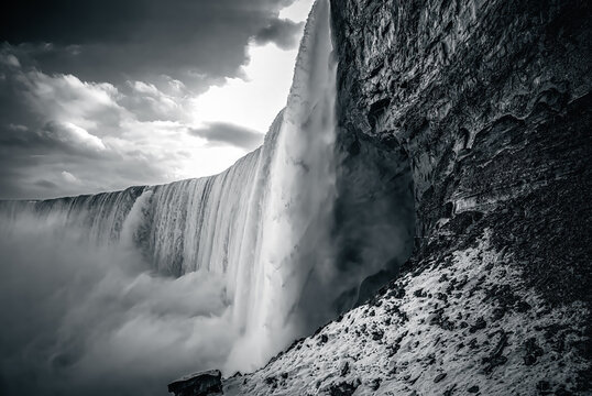 Majestic Falls in Monochrome - Powered by Adobe