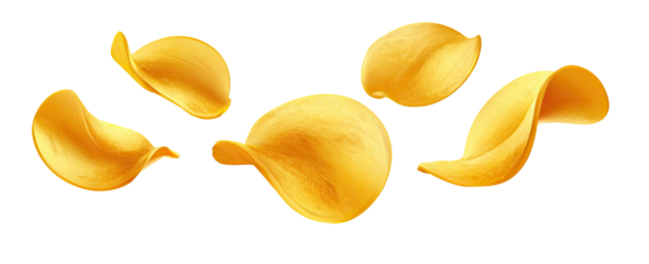 Golden, crispy, thin, food pieces, in a  flying,  motion blur