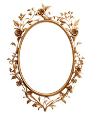 Ornate Gold Oval Frame with Floral Detail transparent background png