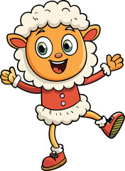 Obraz premium Vector art of cartoon illustration of a happy sheep