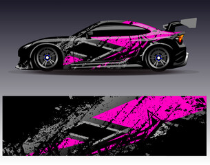 Car wrap design vector. Graphic abstract stripe racing background designs for vehicle, rally, race, adventure and car racing livery	