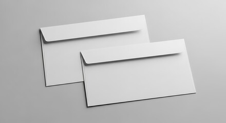 Blank White Envelopes on Gray Background.