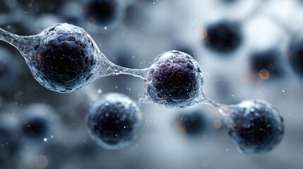 Abstract visualization of cell structure with interconnected biological forms