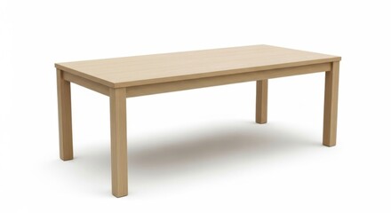 Fototapeta premium Wooden Rectangular Table in Light Natural Finish for Modern Dining or Workspace