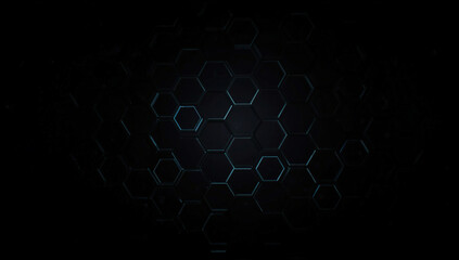 Hexagon Pattern Abstract Digital Technology Background: Futuristic Sci-Fi Hexagonal Grid with Green Blue Gradient