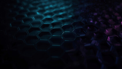 Obraz premium Abstract 3D Hexagonal Pattern Background in Blue and Purple: Modern Geometric Design for Digital Art and Technology