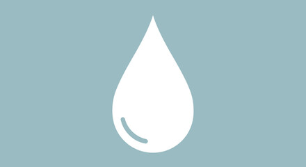 Fototapeta premium White droplet icon on a light blue background.