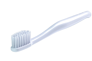 A light gray toothbrush angled