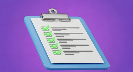 Clipboard with Checklist and Green Checkmarks