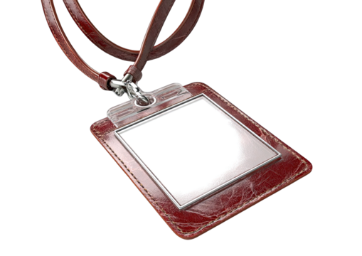 3D rendered maroon leather ID badge - Powered by Adobe