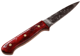 Close-up of a rustic kitchen knife