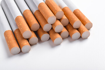 Сigarettes isolated on white background. Smoking. Bad habits. Smoking leads to lung cancer