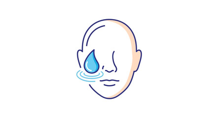 Obraz premium Illustration of a person with a tear rolling down their face, depicting sadness or emotional distress.