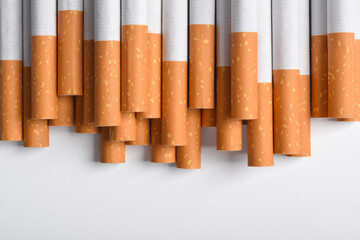 Сigarettes isolated on white background. Smoking. Bad habits. Smoking leads to lung cancer