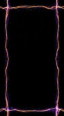 Ethereal frame of glowing, twisting orange-purple energy outlines a stark black backdrop, creating a captivating, mesmerizing abstract border