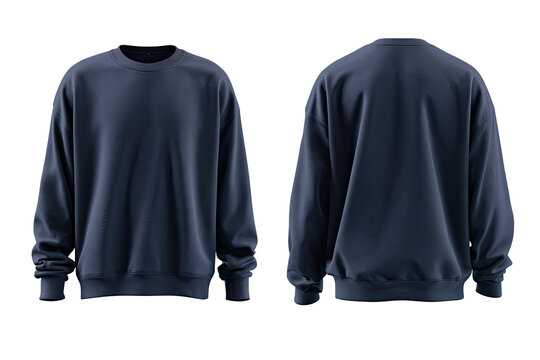Dark navy blue crewneck sweatshirt, front and back views (1)