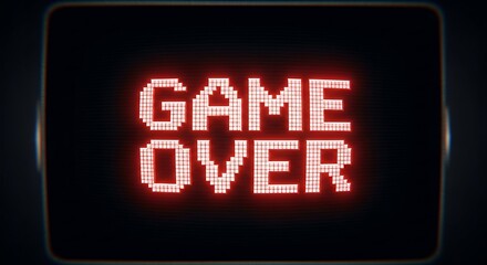 Retro glowing 'Game Over' text on vintage screen, perfect for gaming nostalgia and finality
