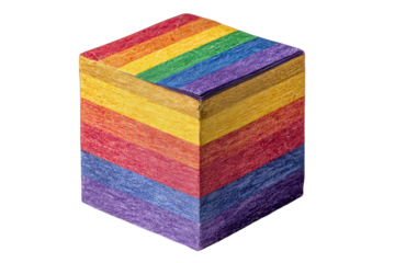 Multi-colored layered cube graphic