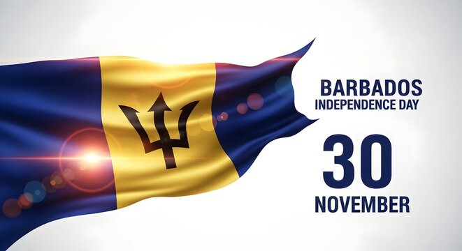 Barbados independence day celebration with waving flag and date - Powered by Adobe
