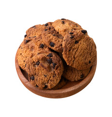 chocolate chip cookies isolated. shot with high angle view