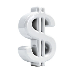 3D rendered, stylized dollar sign in a bright, clean white