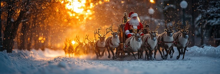 Santa Claus and reindeer