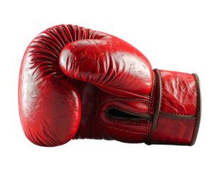  Red Boxing Glove 3D Render with Shadow Effect, Angled Side View, Transparent Background