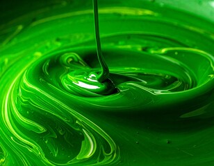 Vibrant Green Liquid Swirling in a Vortex of Color and Motion