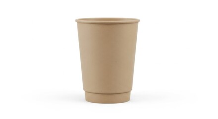 Plain Beige Paper Cup Isolated on White Background