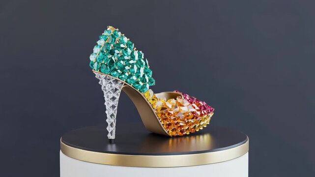 luxury style colorful crystal sones high heel.ai 