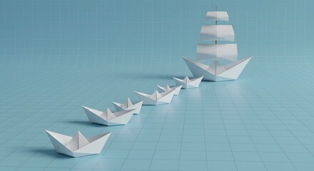 An origami boat evolves into an intricate galleon, a powerful metaphor for scalability, business growth, and product evolution
