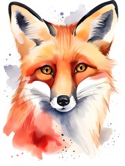 Obraz premium illustration. cute fox. watercolor illustration.