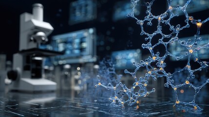 translucent photovoltaic panel array on agricultural greenhouse roof, intelligent drip irrigation cultivation racks below, background is crop growth monitoring screen and farmland